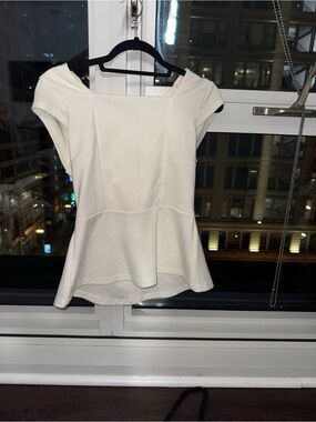 The Limited White Peplum Top with Square Neck